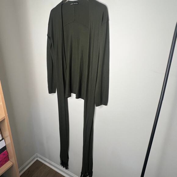 Alice + Olivia Olive Green Drape Wrap Cowl Sweater S/M - Picture 5 of 9